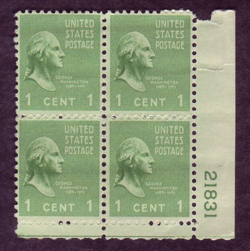 1938 1c green GEORGE WASHINGTON, US Scott #804, MNH, Pre Eye  