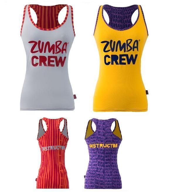 ZUMBA CREW Instructor tank top NEW XS XXL Yellow/Purple and Gray/Red 