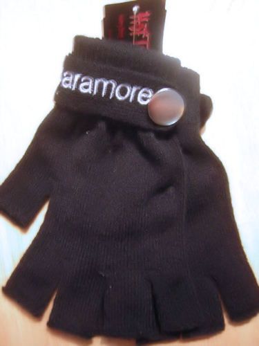 PARAMORE~ BLACK SILVER BUTTON FINGERLESS GLOVES  