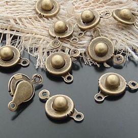 Vintage style brass 9mm round button clasps 40pcs 20565  