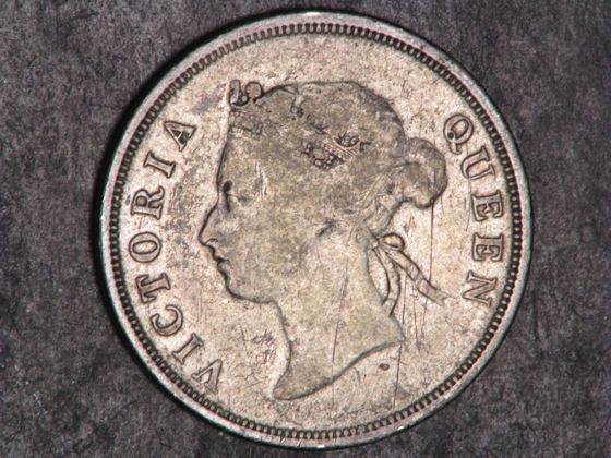 STRAITS SETTLEMENTS 1894 50 Cents Silver Fine, scratches obverse