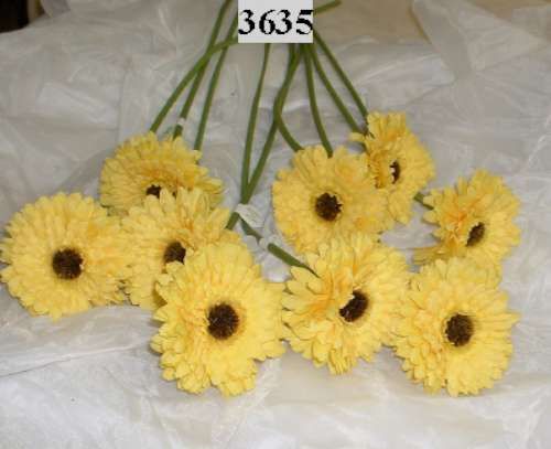 Yellow Silk Calandula Daisy Silk Flowers Long Stem 0903  