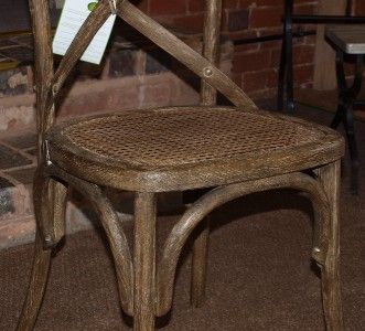 Vintage Style Distressed Oak Dining Chair with Rattan Base  