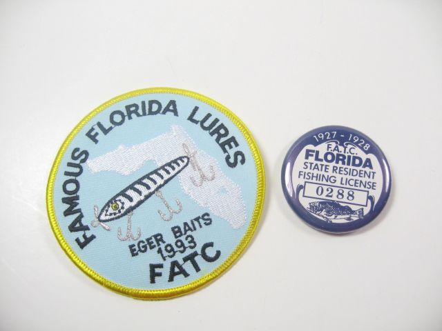 FATC FLORIDA ANTIQUE TACKLE COLLECTORS FISHING LURE PIN & PATCH  