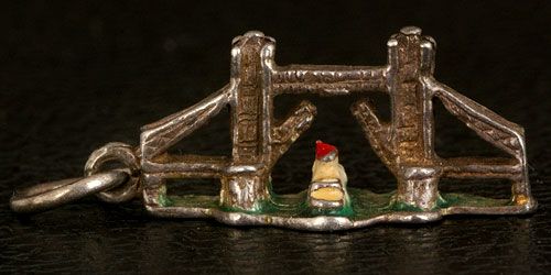 VINTAGE OPEN BOAT enamel TOWER BRIDGE LONDON CHARM  