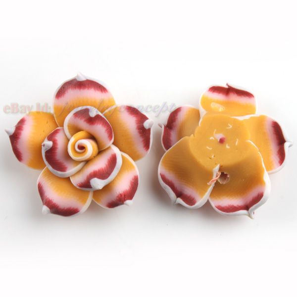 30x New Pink Flower Clay Bead FIMO Polymer 25mm 111031  