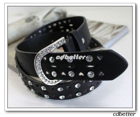 Women Fashion Bling Rhinestone Buckle Waist Belts Lady  