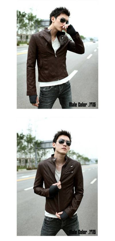 Men Slim Fi t COOL Faux Leather Stylish Jacket  