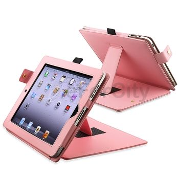 Pink Leather Cover Case+LCD Protector For iPad 1 16GB  