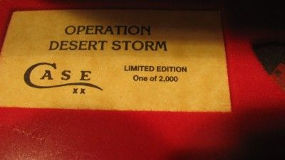   DESERT STORM CASE & SONS COLLECTOR KNIFE # 1385 JAN. 16, 1991  