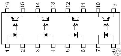  tlp504a 2 quad optocoupler 4 optocouplers in a surface mount dil 16 