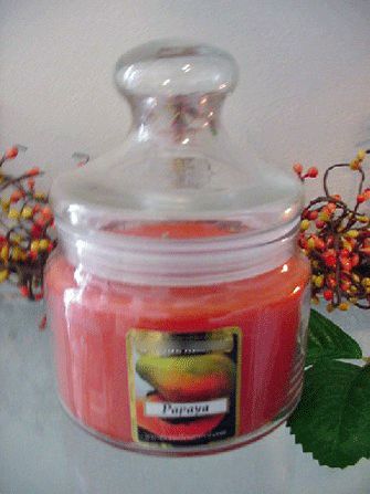 Papaya Fruit Scented Apothecary Glass Jar Candle 16 Oz.  