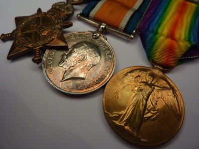 ANTIQUE WW1 MEDAL TRIO PTE E B CAWLEY E   1609 R FUS  