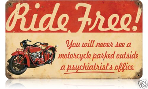 Motorcycle Psychiatrists Office Vintage Tin Sign  