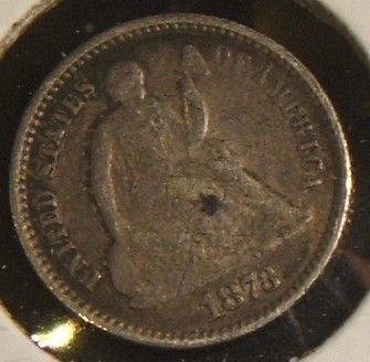 1873~~SEATED LIBERTY HALF DIME~~SILVER~~LAST YEAR~~NICE  