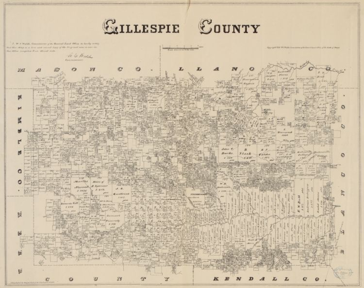 1879 Map of Gillespie County Texas.  