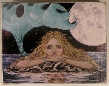 MOONLIGHT RELECTIONS MERMAID PRINT OF PAINTING LORE  