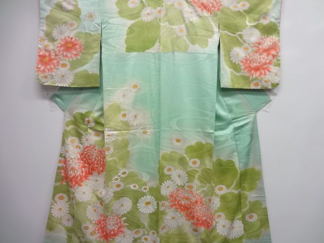 22651# Japanese KIMONO SILK / VINTAGE KIMONO / HAND PAINT & EMBROIDERY 