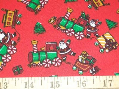 X45 Santa Choo Choo Train Red Holiday Christmas Fabric yard  