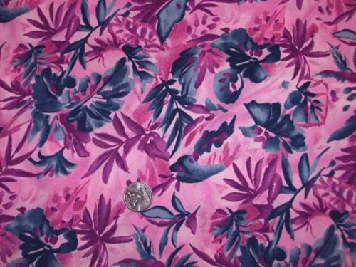 Tropical Magenta Grey Retro Floral Leaf Valance Curtain  