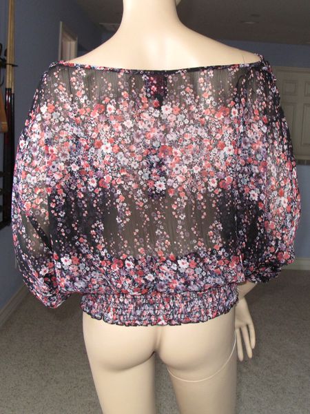 2b bebe FLF Printed Laced Up Sleeve Dolman Top NWT~M~Only One~  