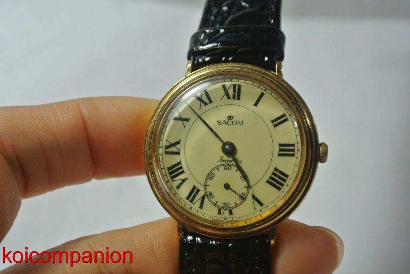   Gold Tone Steel Back Manual Wind Sub second Womens Watch RUNS  