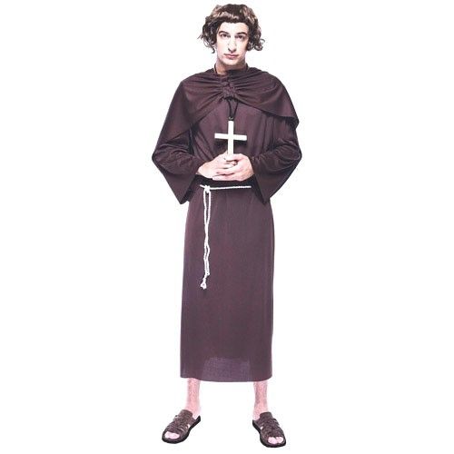 Brown Robe MONK Adult Mens Costume Medieval Friar Tuck Religious 