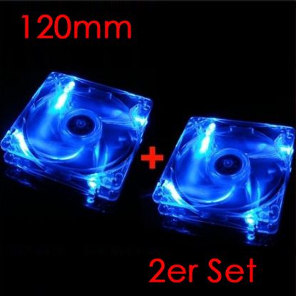 2x 120mm Fans 4 LED Blue for Computer PC Case Cooling  