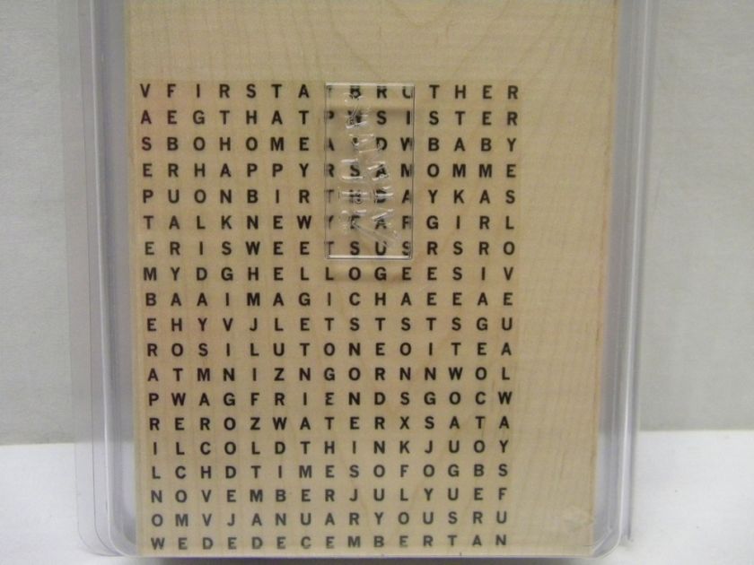 NEW Stampin Up WORD SEARCH Mounted Rubber Stamp Large Background 