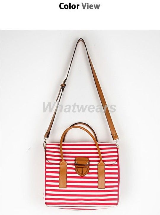 Women Navy Stripe Canvas Handbag Shoulder Lady Bag New 10 271  