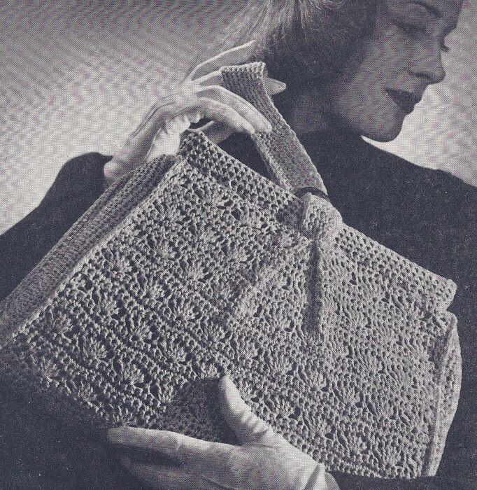 Vintage Crochet PATTERN Shell Stitch Purse Bag Evening  