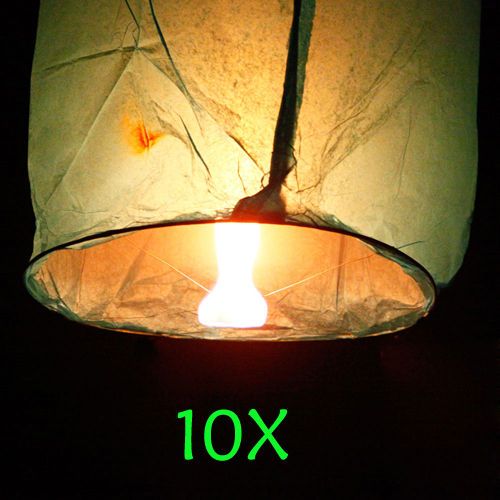 10X Sky Fire Chinese Lanterns Cylindrical Blue Wishing Party Xmas Hot 