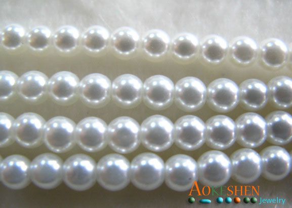 White Faux Pearl Glass Round Craft Loose Beads 4 size 3mm,4mm,6mm,8mm 