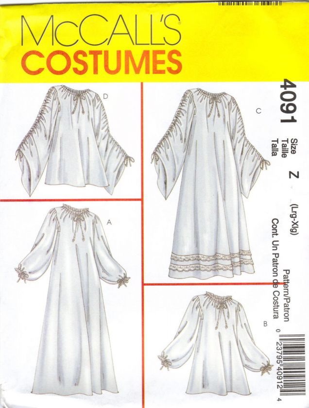 McCalls Pattern 4091 Historical Renaissance Costume Womans Chemise 