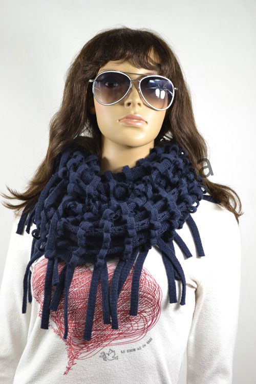 Chic Warm Laterest Knit Circle Loop Infinity Scarf with Fringe  