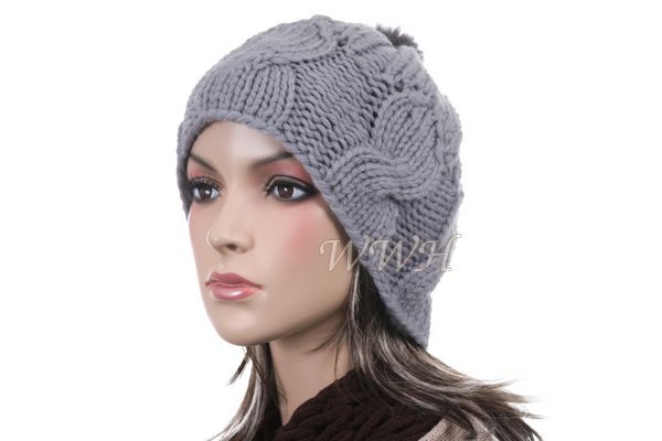 Cute Tufted Beanie Hat Winter Cap Women be428g  