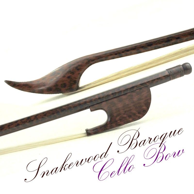 5Star Beautiful Snakewood Baroque Style 4/4 Cello Bow Strong Stiff 