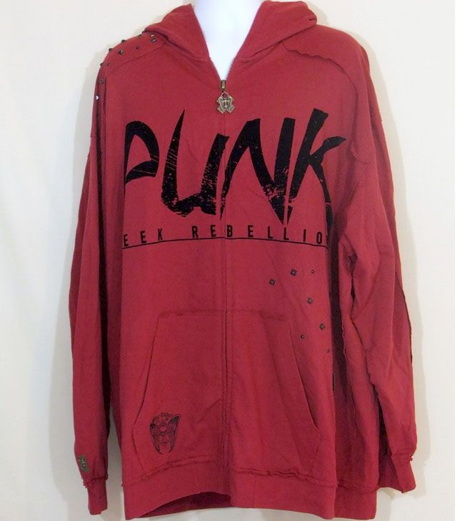 Mens Blac Label Hoodie Punk Seek Rebellion Studded 5X  