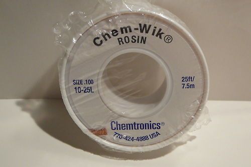 CHEM WIK 10 25L ROSIN SOLDER WIK 25ft. SIZE .100 NEW  