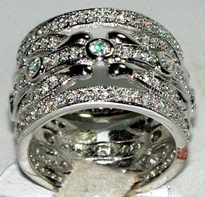 925 STERLING ESTATE STYLE CZ ETERNITY WEDDING BAND Sz 8  