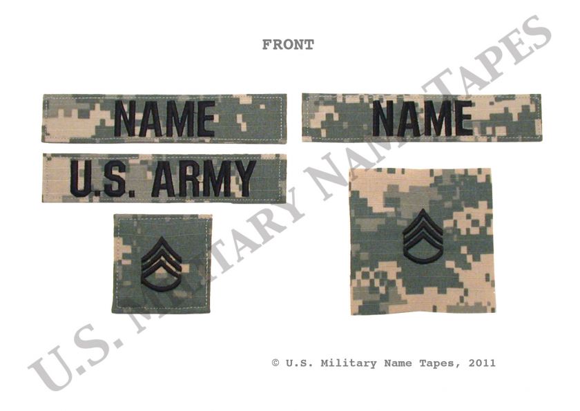 Military Name Tapes U.S. Army ACU Name Tape, Service Tape & Rank 