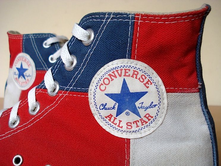 Vintage 80s CONVERSE CHUCK TAYLOR Made in USA 9.5 All Star Patchwork 