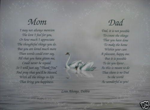  POEMS PERSONALIZED PRINT ANNIVERSARY, CHRISTMAS, ETC. GIFT FOR PARENTS