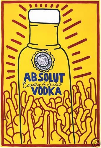 Haring  Absolute Vodka  Original Print   (C) 42 x 30  