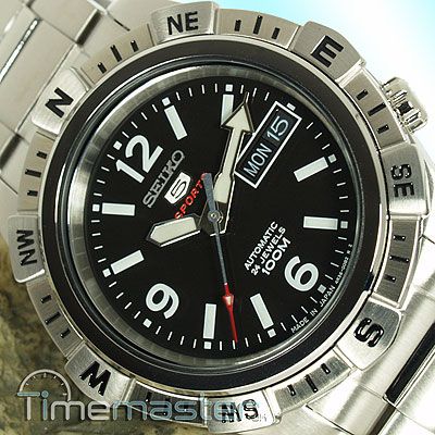 latest men s seiko 5 sports automatic 100m water resistant black face 