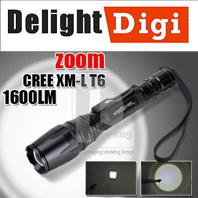 Adjustable Zoom Focusing Head Water  Resistant 1600LM CREE Led 