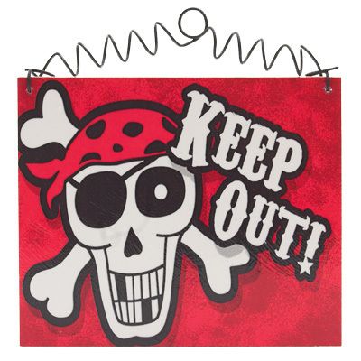 KEEP OUT SIGN PIRATE Skull Skeleton warning sign  