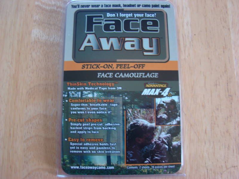 FACE AWAY CAMO STICKERS NO MESS PRECUT ADVANTAGE MAX 4  