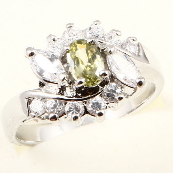 NOBLE LADY GREEN PERIDOT *A005* Wedding RING  