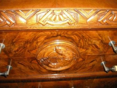 ART DECO ITALIAN ANTIQUE BURLED WALNUT MARBLE SIDEBOARD 11IT006A 